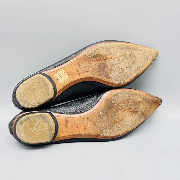 Nicholas Kirkwood Shoes Womens 5.5 Black Leather Loafer Beya Pointed Toe Gold - Picture 10 of 13